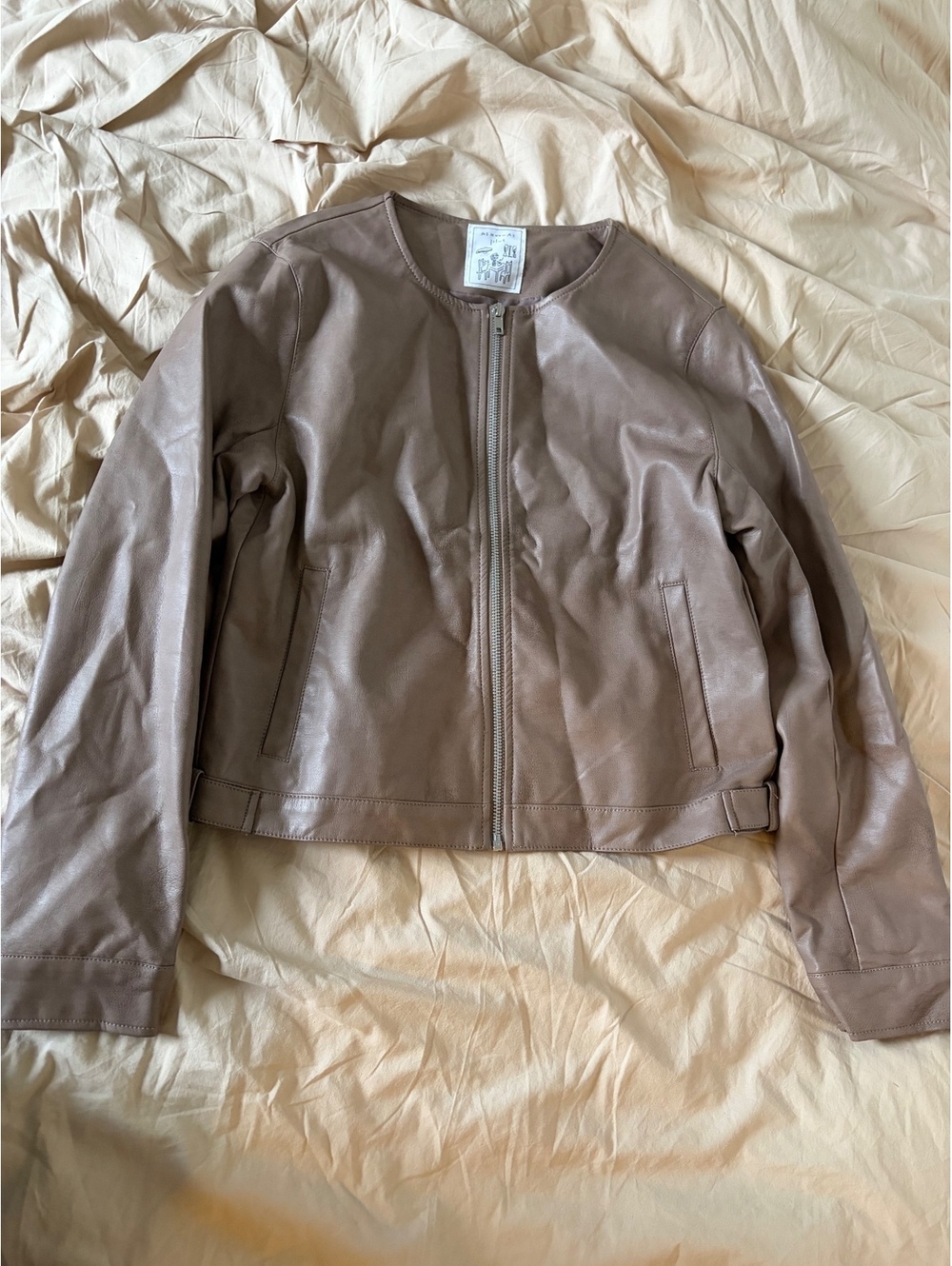 Soft Leather Jacket by As Know As Plus Japan Collarless Zipper Size Small